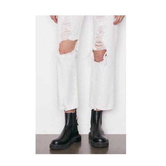 Frame Denim Womens White High Rise Ripped Cropped Flare Leg Jeans Sz 29 New - Picture 10 of 11